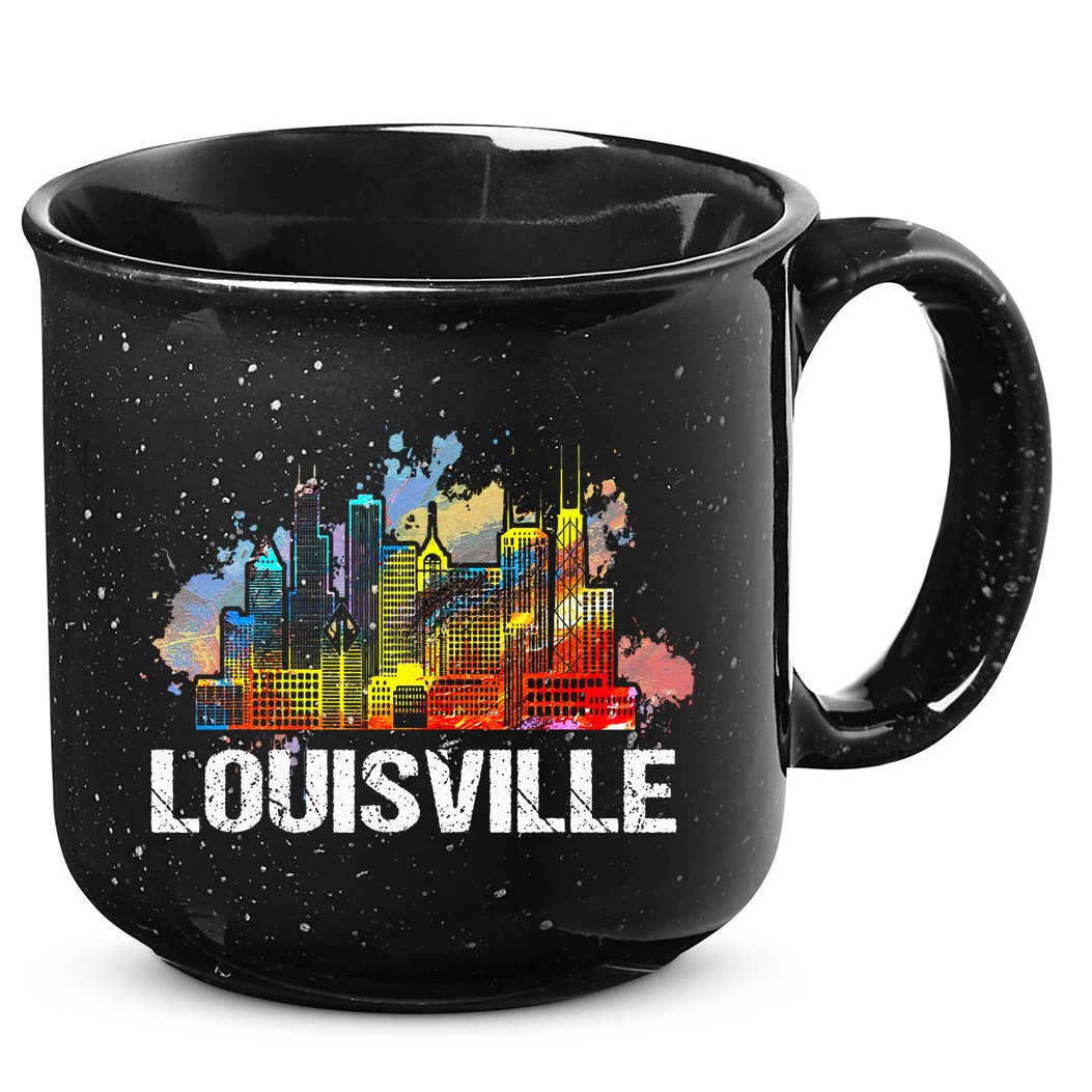 Vintage Retro Louisville Kentucky Skyline Gift 15oz Campfire Ceramic Mug