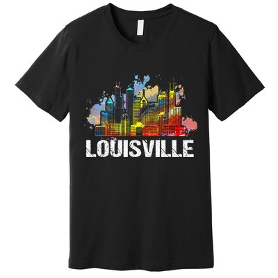 Vintage Retro Louisville Kentucky Skyline Gift Premium T-Shirt