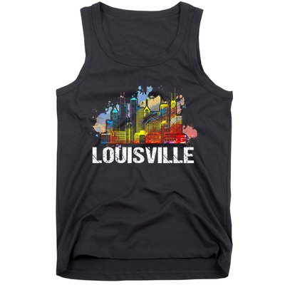 Vintage Retro Louisville Kentucky Skyline Gift Tank Top