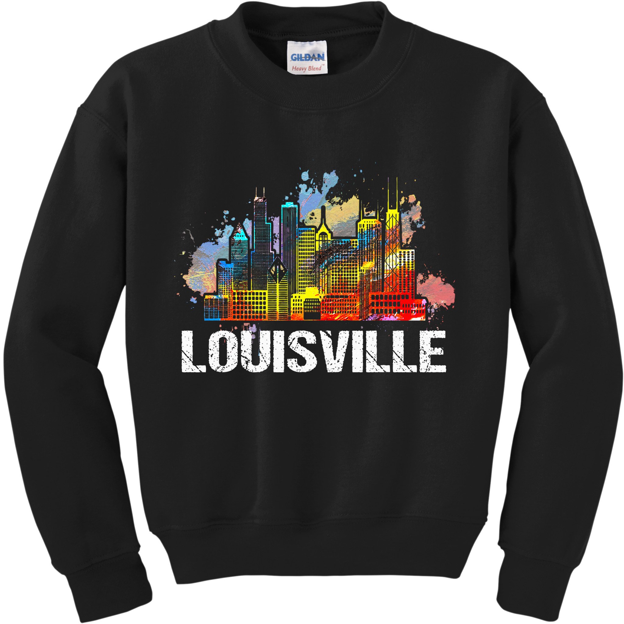 Vintage Retro Louisville Kentucky Skyline Gift Kids Sweatshirt