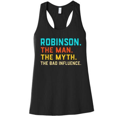 Vintage Robinson Man Myth The Bad Influence Last Name Women's Racerback Tank