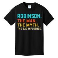 Vintage Robinson Man Myth The Bad Influence Last Name Kids T-Shirt