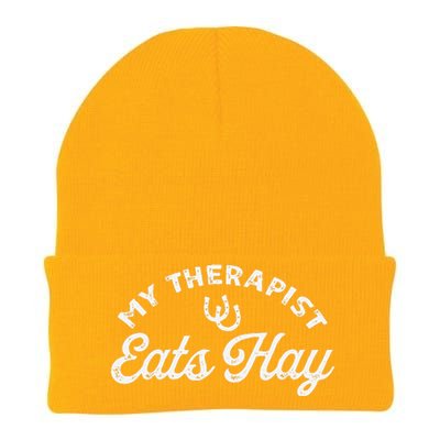 Vintage Retro My Therapist Eats Hay Funny Horse Lover Knit Cap Winter Beanie