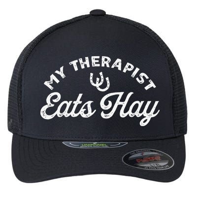 Vintage Retro My Therapist Eats Hay Funny Horse Lover Flexfit Unipanel Trucker Cap