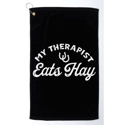 Vintage Retro My Therapist Eats Hay Funny Horse Lover Golf Towel