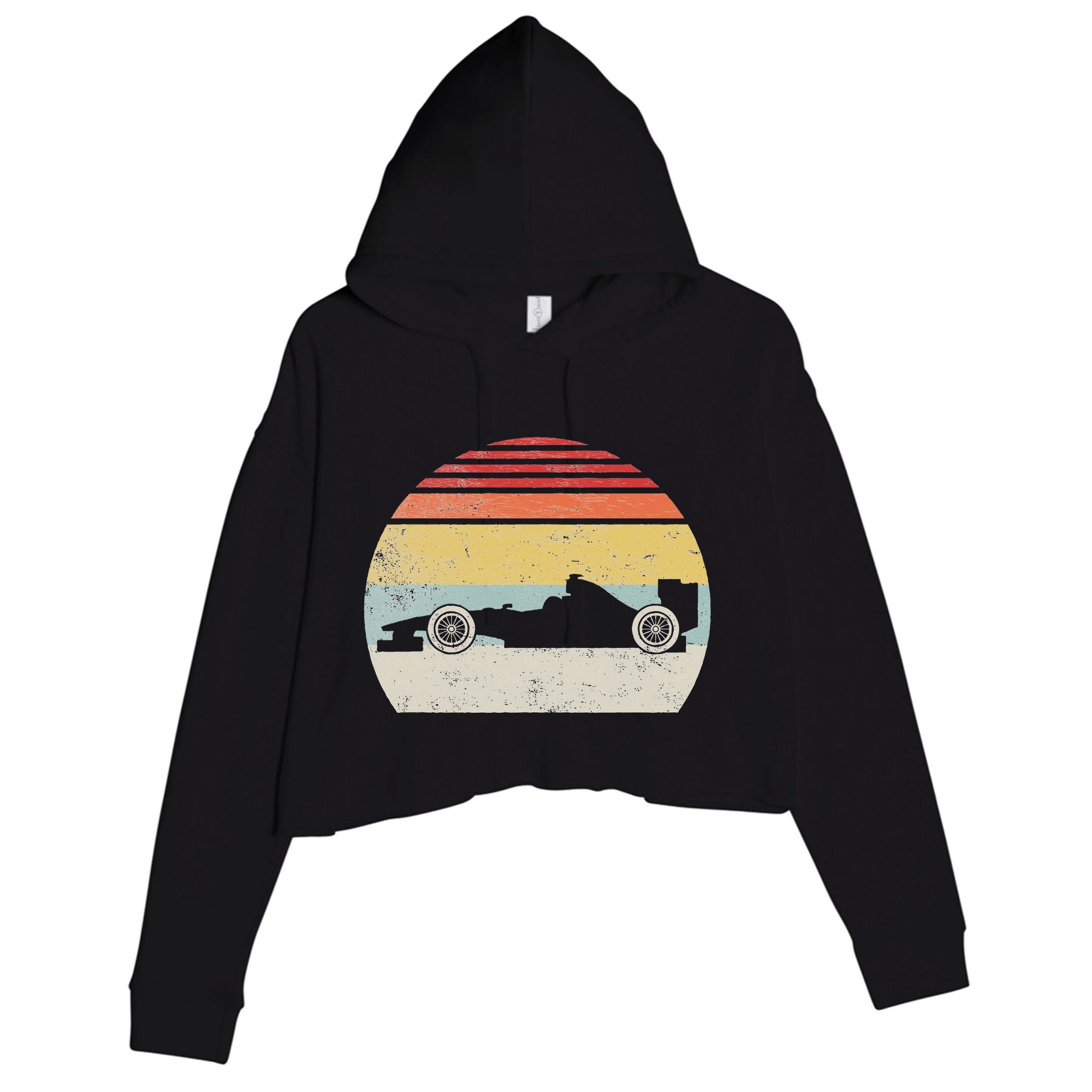 Vintage Retro Mechanic Sport Formula Race Car Crop Fleece Hoodie