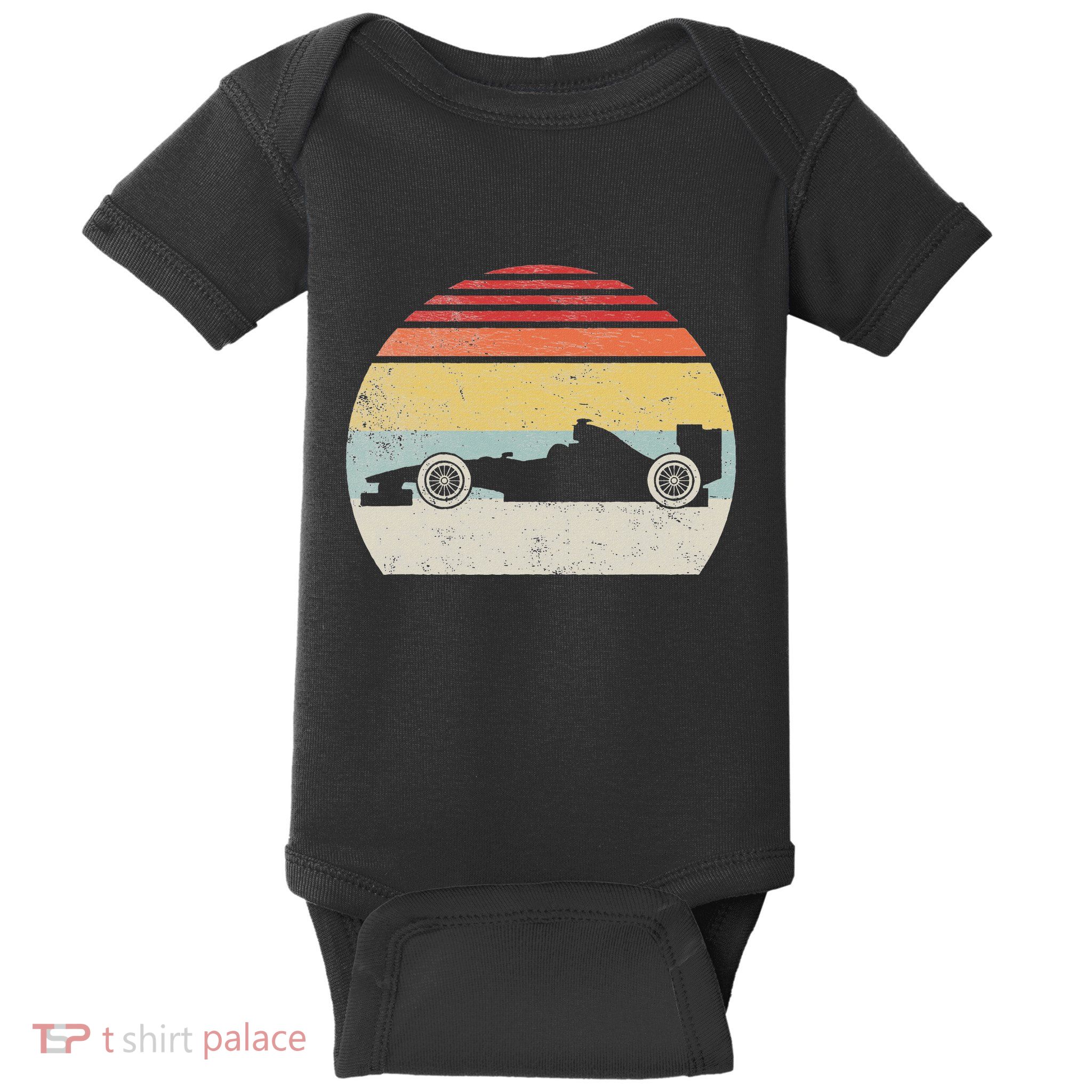 Vintage Retro Mechanic Sport Formula Race Car Baby Bodysuit