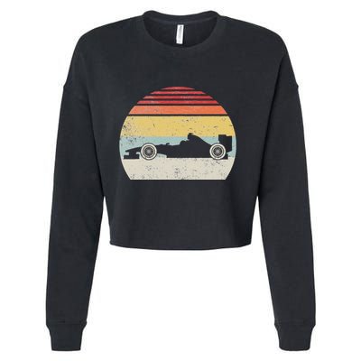 Vintage Retro Mechanic Sport Formula Race Car Cropped Pullover Crew