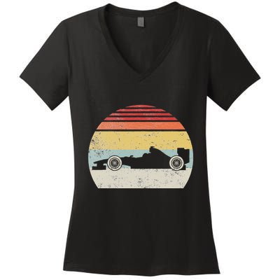 Vintage Retro Mechanic Sport Formula Race Car Women's V-Neck T-Shirt