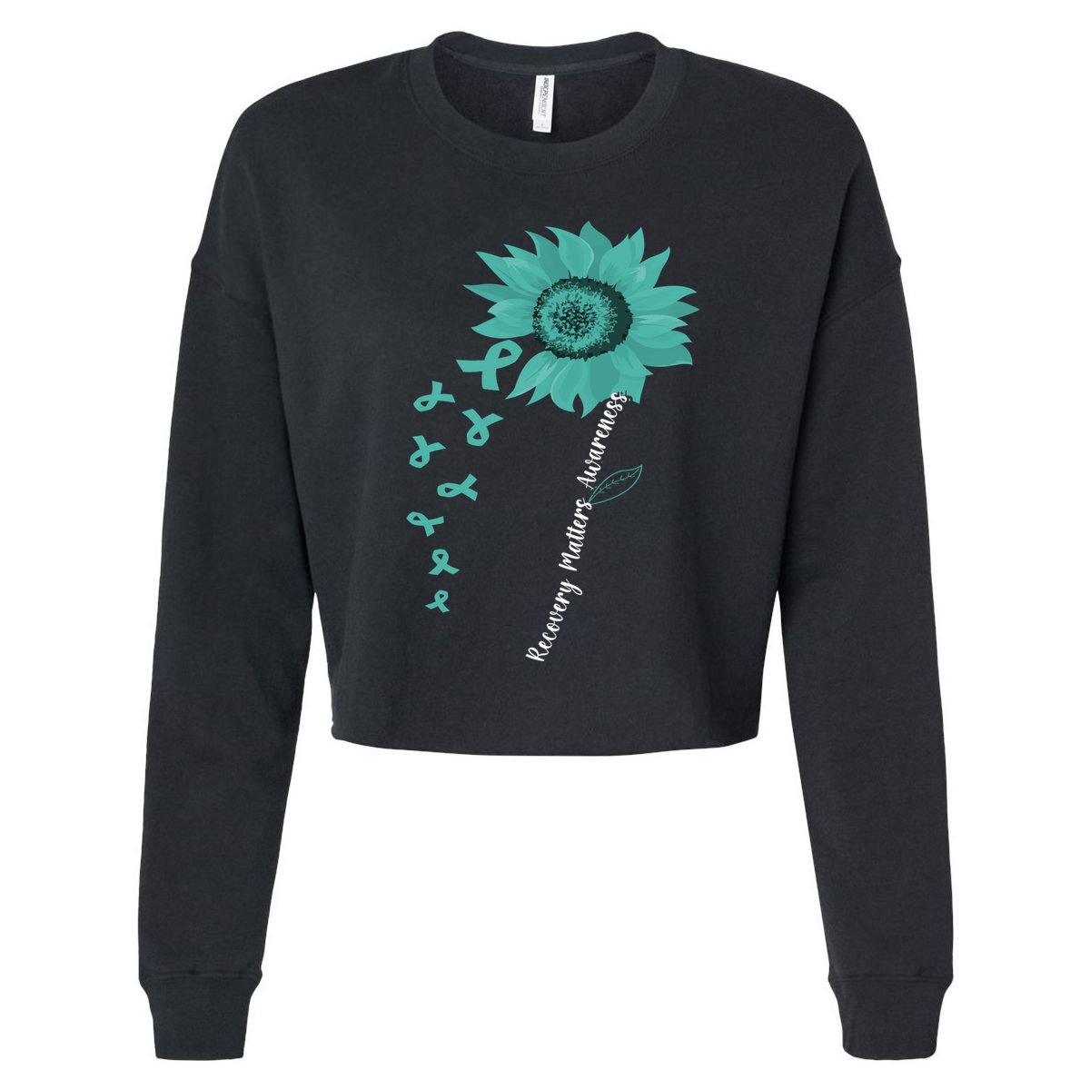 Vintage Recovery Matters Awareness Gift Cropped Pullover Crew