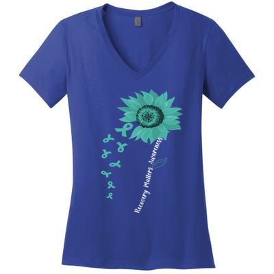 Vintage Recovery Matters Awareness Gift Women's V-Neck T-Shirt