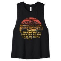 Vintage Retro Music Fans Country Roads Take Me Home Women's Racerback Cropped Tank