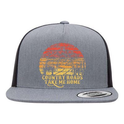 Vintage Retro Music Fans Country Roads Take Me Home Flat Bill Trucker Hat