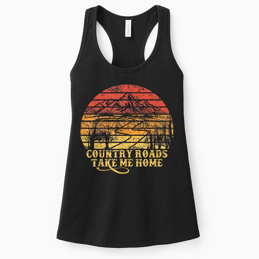 Vintage Retro Music Fans Country Roads Take Me Home Womens Tank Top