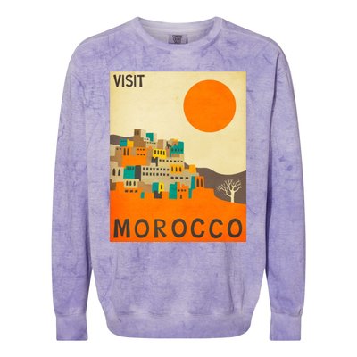 Vintage Retro Morocco Poster Colorblast Crewneck Sweatshirt