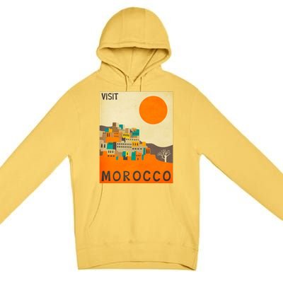 Vintage Retro Morocco Poster Premium Pullover Hoodie