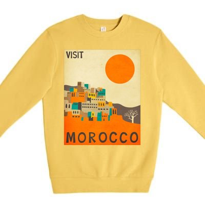 Vintage Retro Morocco Poster Premium Crewneck Sweatshirt