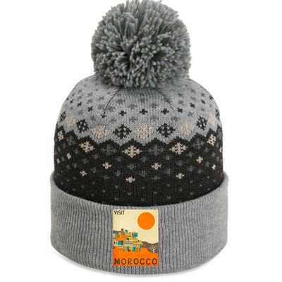 Vintage Retro Morocco Poster The Baniff Cuffed Pom Beanie