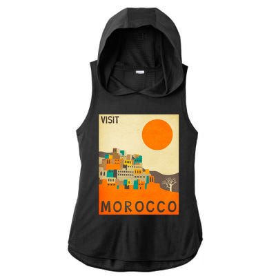 Vintage Retro Morocco Poster Ladies PosiCharge Tri-Blend Wicking Draft Hoodie Tank