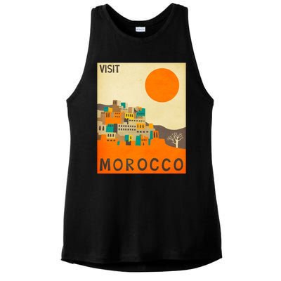 Vintage Retro Morocco Poster Ladies PosiCharge Tri-Blend Wicking Tank