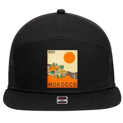 Vintage Retro Morocco Poster 7 Panel Mesh Trucker Snapback Hat