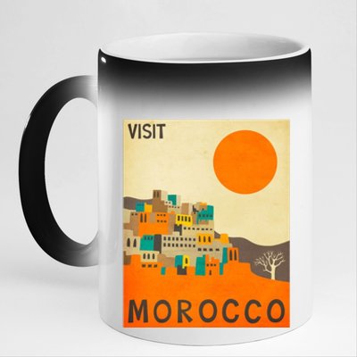 Vintage Retro Morocco Poster 11oz Black Color Changing Mug