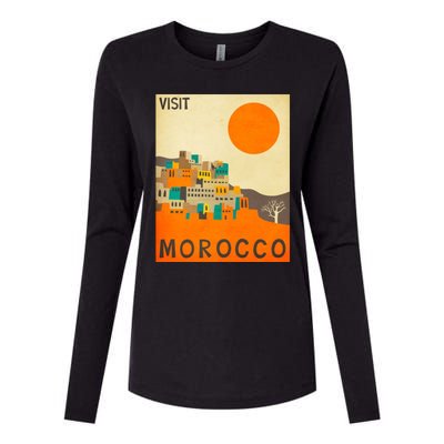 Vintage Retro Morocco Poster Womens Cotton Relaxed Long Sleeve T-Shirt