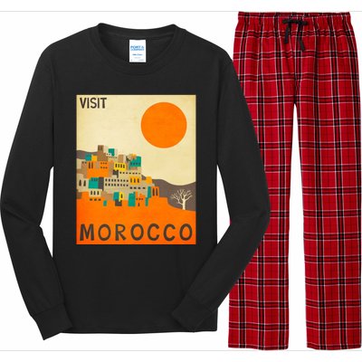 Vintage Retro Morocco Poster Long Sleeve Pajama Set