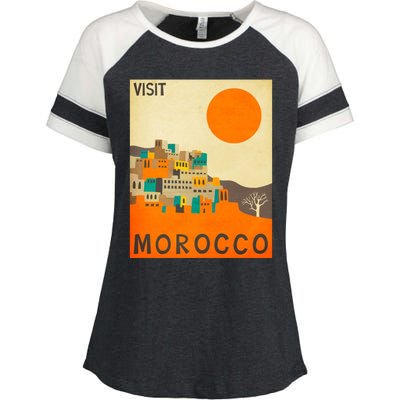 Vintage Retro Morocco Poster Enza Ladies Jersey Colorblock Tee