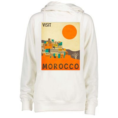 Vintage Retro Morocco Poster Womens Funnel Neck Pullover Hood