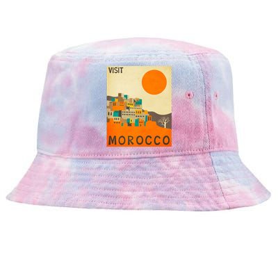 Vintage Retro Morocco Poster Tie-Dyed Bucket Hat