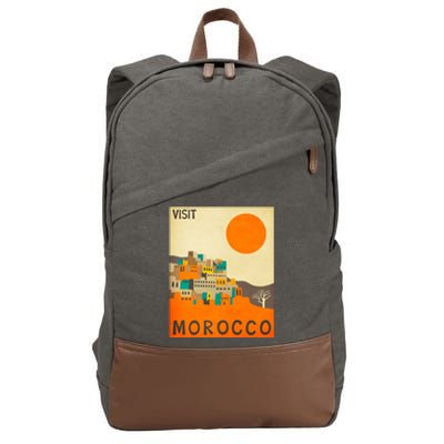 Vintage Retro Morocco Poster Cotton Canvas Backpack