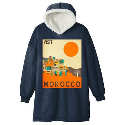 Vintage Retro Morocco Poster Hooded Wearable Blanket