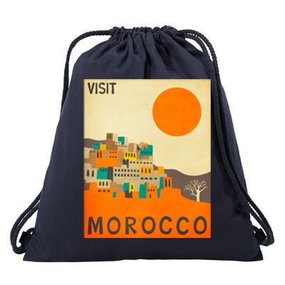 Vintage Retro Morocco Poster Drawstring Bag