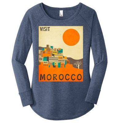 Vintage Retro Morocco Poster Women's Perfect Tri Tunic Long Sleeve Shirt