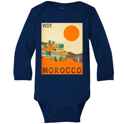 Vintage Retro Morocco Poster Baby Long Sleeve Bodysuit