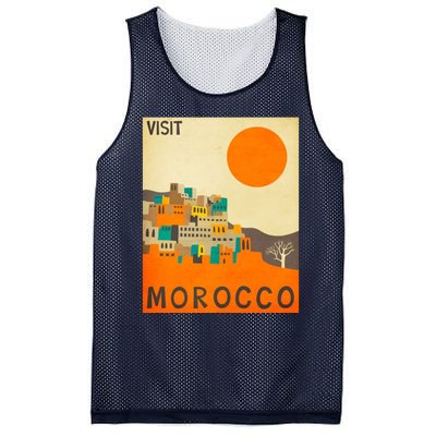 Vintage Retro Morocco Poster Mesh Reversible Basketball Jersey Tank