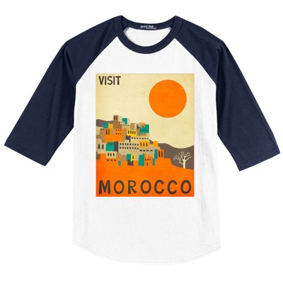 Vintage Retro Morocco Poster Baseball Sleeve Shirt