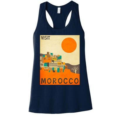 Vintage Retro Morocco Poster Women's Racerback Tank