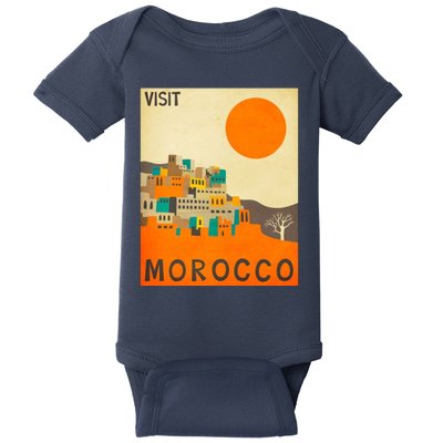 Vintage Retro Morocco Poster Baby Bodysuit