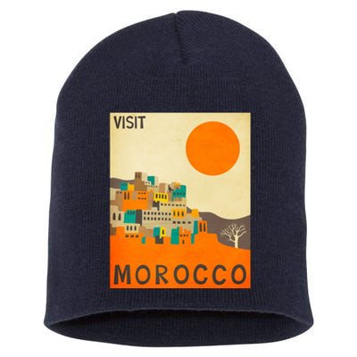 Vintage Retro Morocco Poster Short Acrylic Beanie