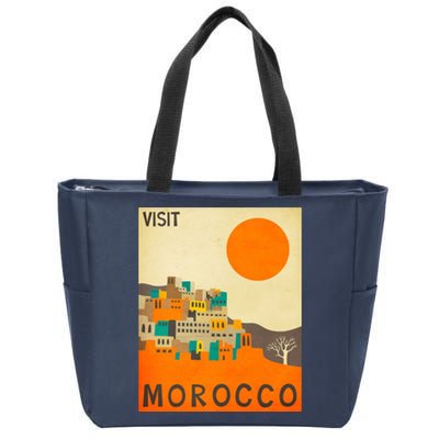 Vintage Retro Morocco Poster Zip Tote Bag