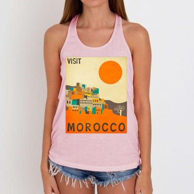 Vintage Retro Morocco Poster Women's Knotted Racerback Tank