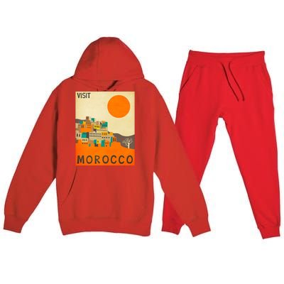 Vintage Retro Morocco Poster Premium Hooded Sweatsuit Set