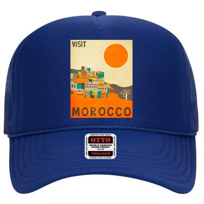 Vintage Retro Morocco Poster High Crown Mesh Back Trucker Hat