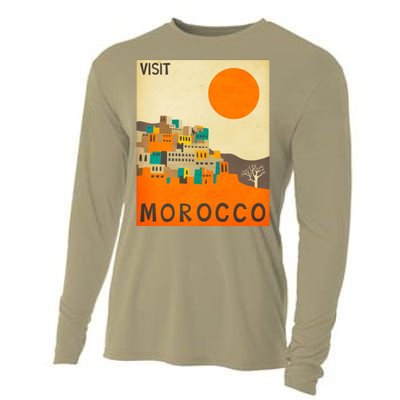 Vintage Retro Morocco Poster Cooling Performance Long Sleeve Crew