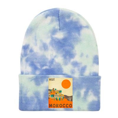 Vintage Retro Morocco Poster Tie Dye 12in Knit Beanie