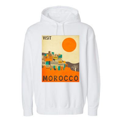 Vintage Retro Morocco Poster Garment-Dyed Fleece Hoodie