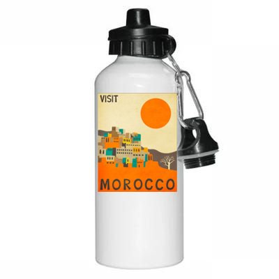 Vintage Retro Morocco Poster Aluminum Water Bottle