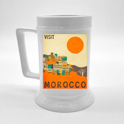 Vintage Retro Morocco Poster Beer Stein